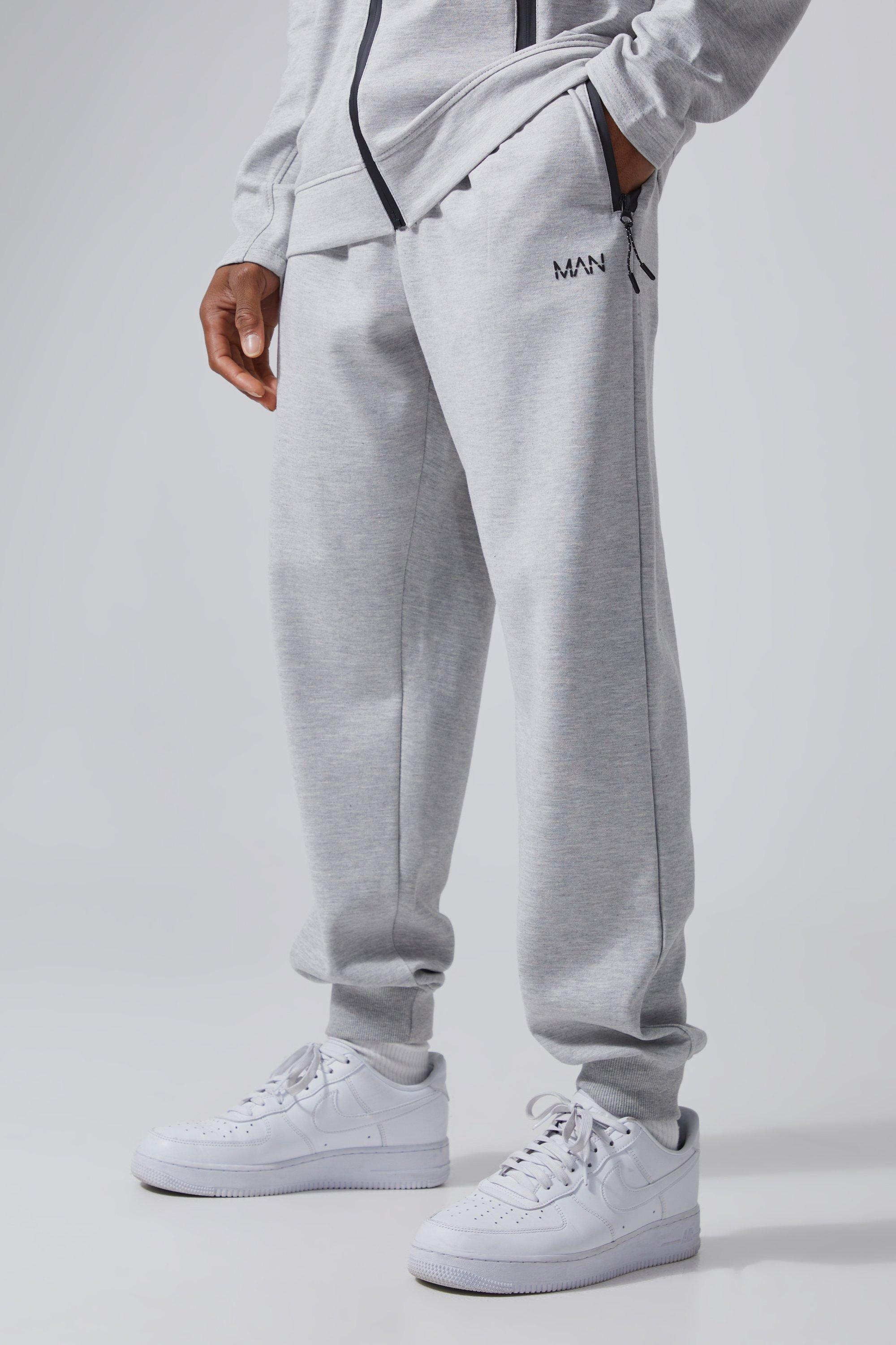 Boohooman grey tracksuit online bottoms